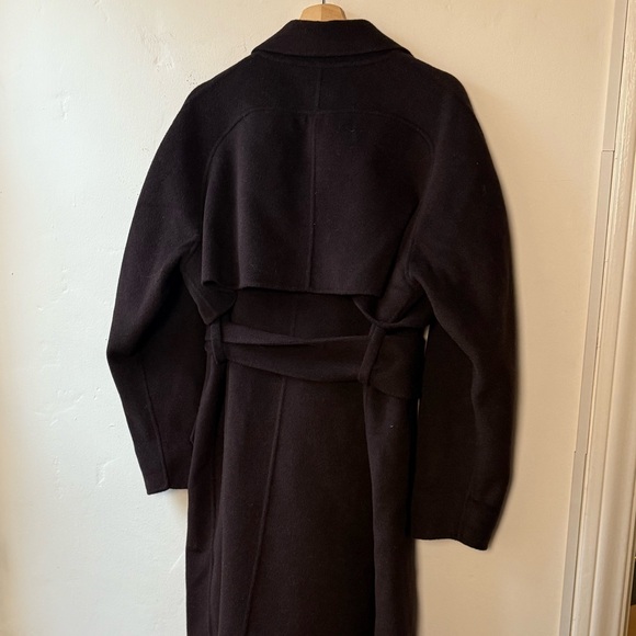 Soeur, Long Belted Wool Coat, Dark Brown, Size 3 - Picture 4 of 6